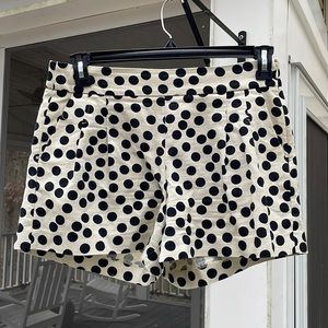 High waisted, pleated front, polka dotted shorts from J. Crew, size 6